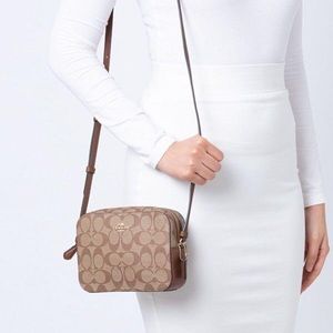 BNWT - COACH 91667 Signature Mini Camera Bag in Khaki Saddle 2 - NO FLAWS